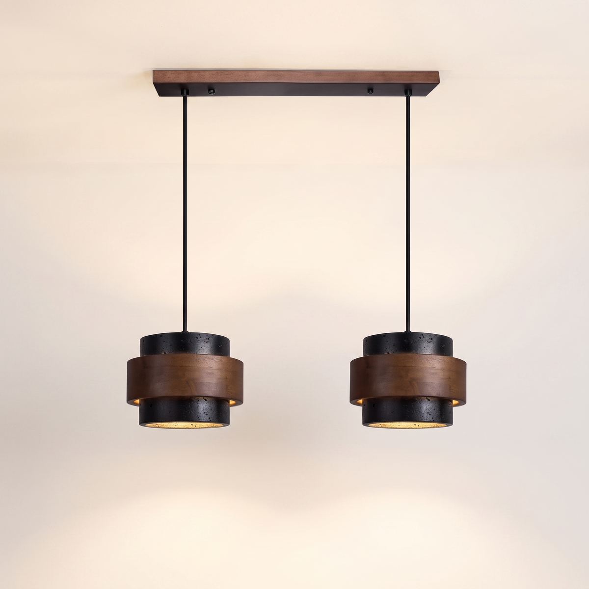 Orvina Wabi-Sabi Natural Travertine Cylinder Pendant Light