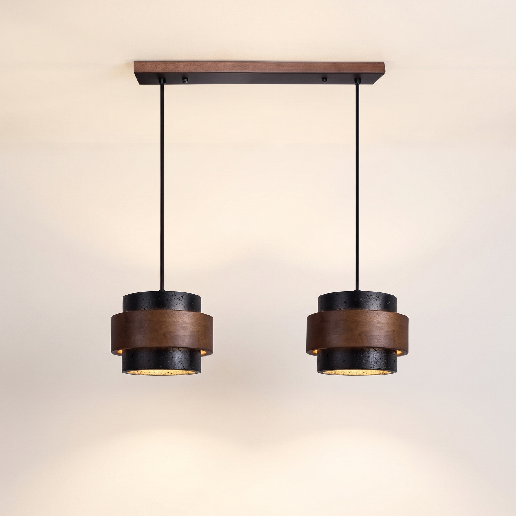 Orvina Wabi-Sabi Natural Travertine Cylinder Pendant Light