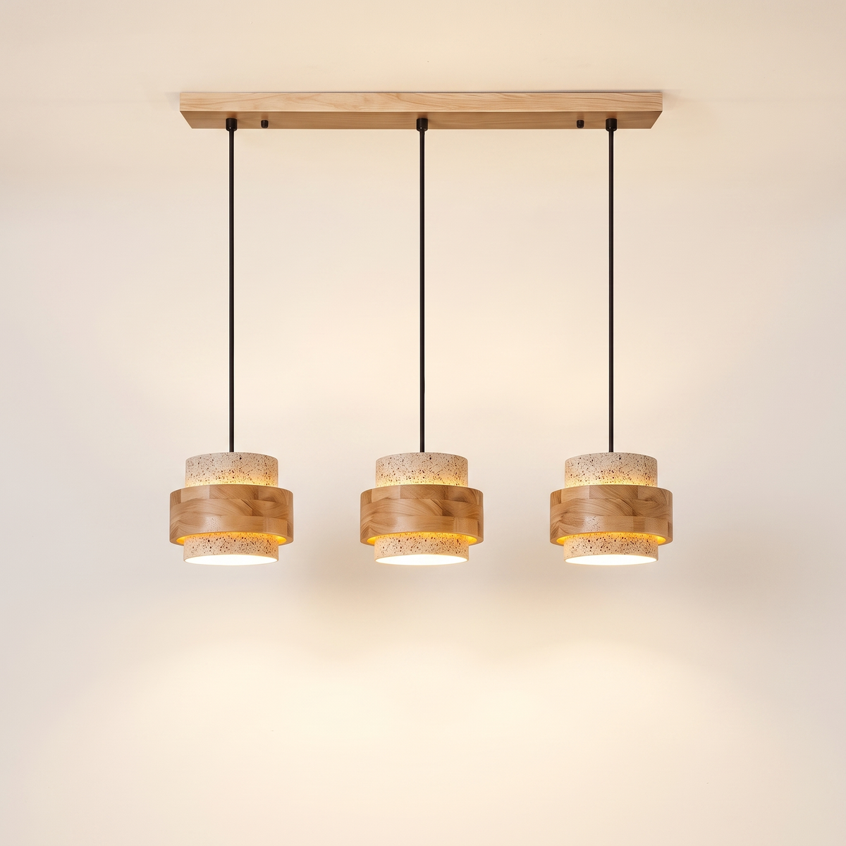 Orvina Wabi-Sabi Natural Travertine Cylinder Pendant Light