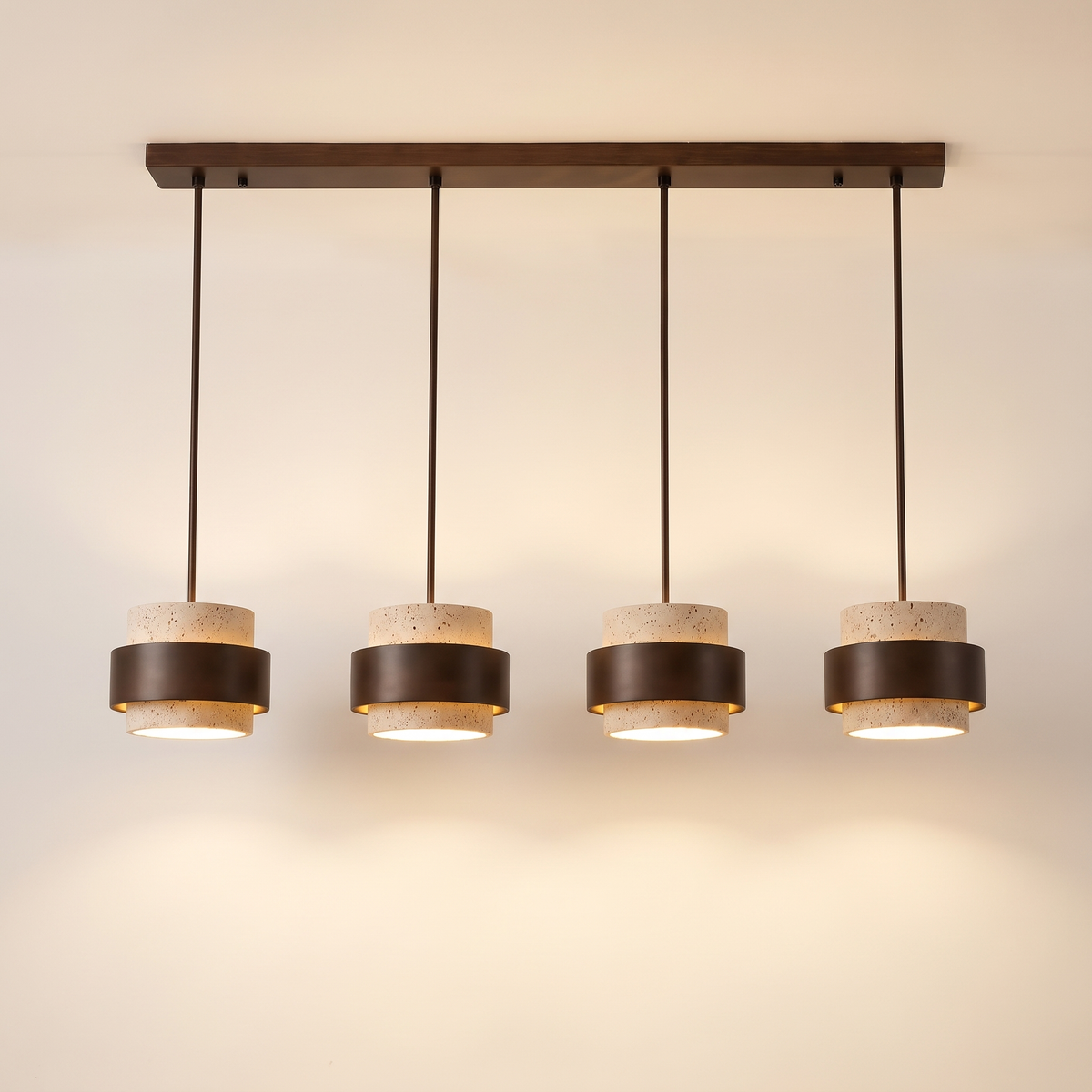 Orvina Wabi-Sabi Natural Travertine Cylinder Pendant Light