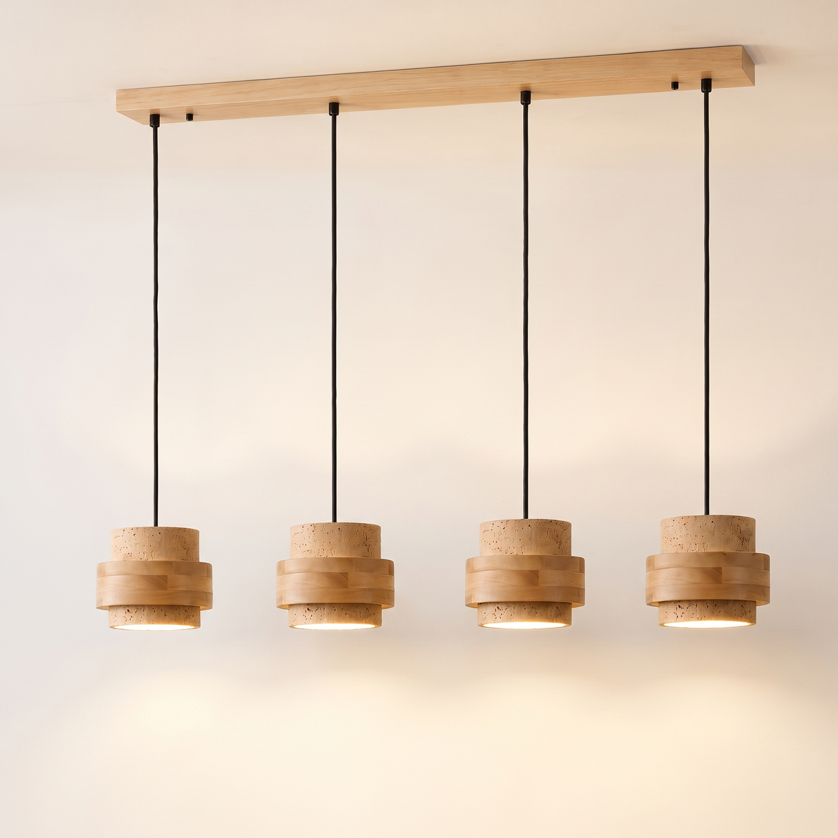 Orvina Wabi-Sabi Natural Travertine Cylinder Pendant Light