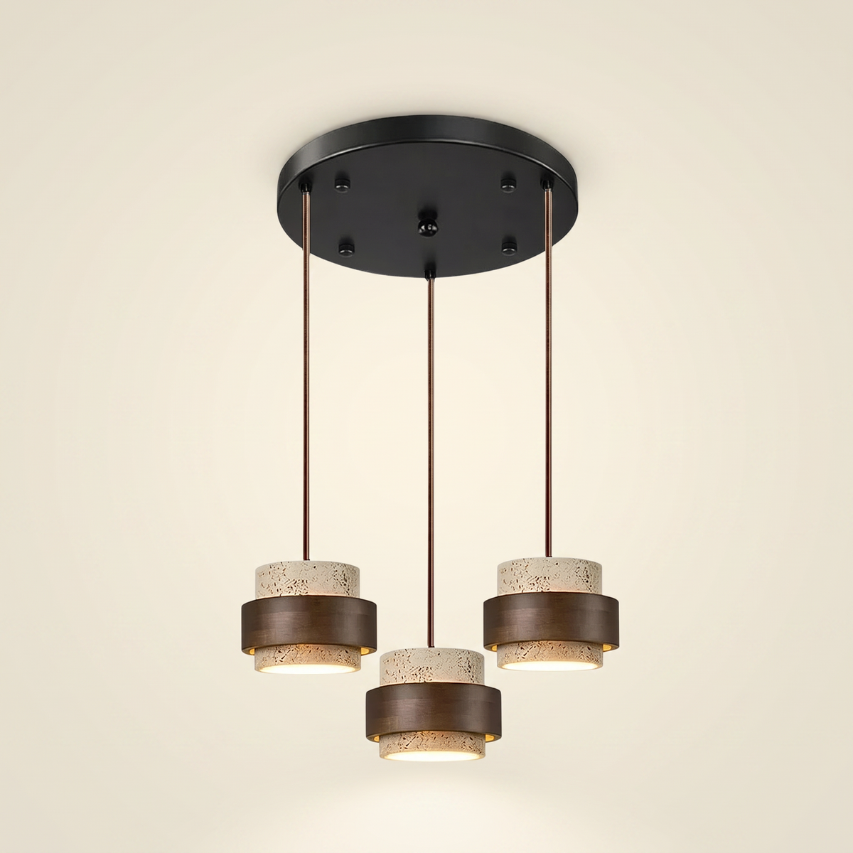 Orvina Wabi-Sabi Natural Travertine Cylinder Pendant Light