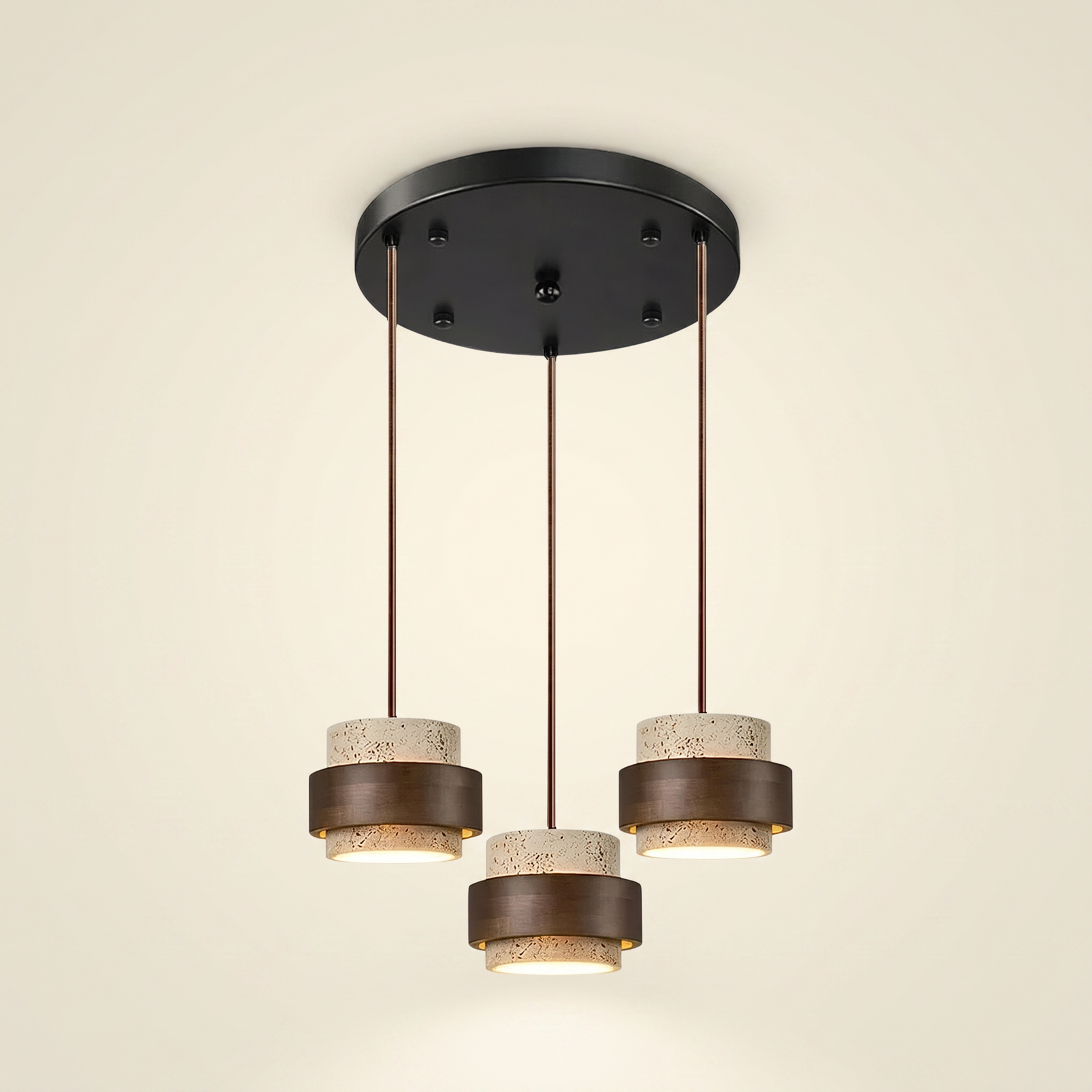 Orvina Wabi-Sabi Natural Travertine Cylinder Pendant Light