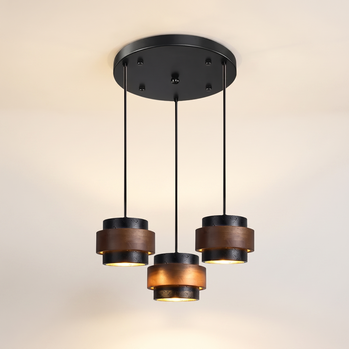Orvina Wabi-Sabi Natural Travertine Cylinder Pendant Light