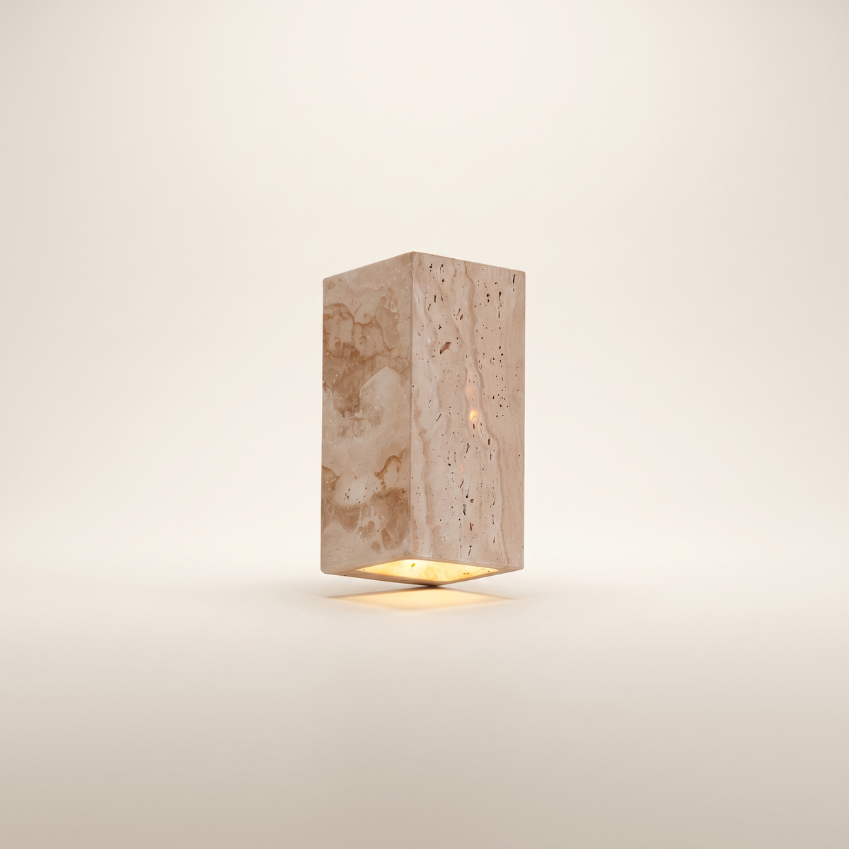 Minimalist Natural Travertine Wall Light Sconce - Indoor/Outdoor Up-and-Down Glow