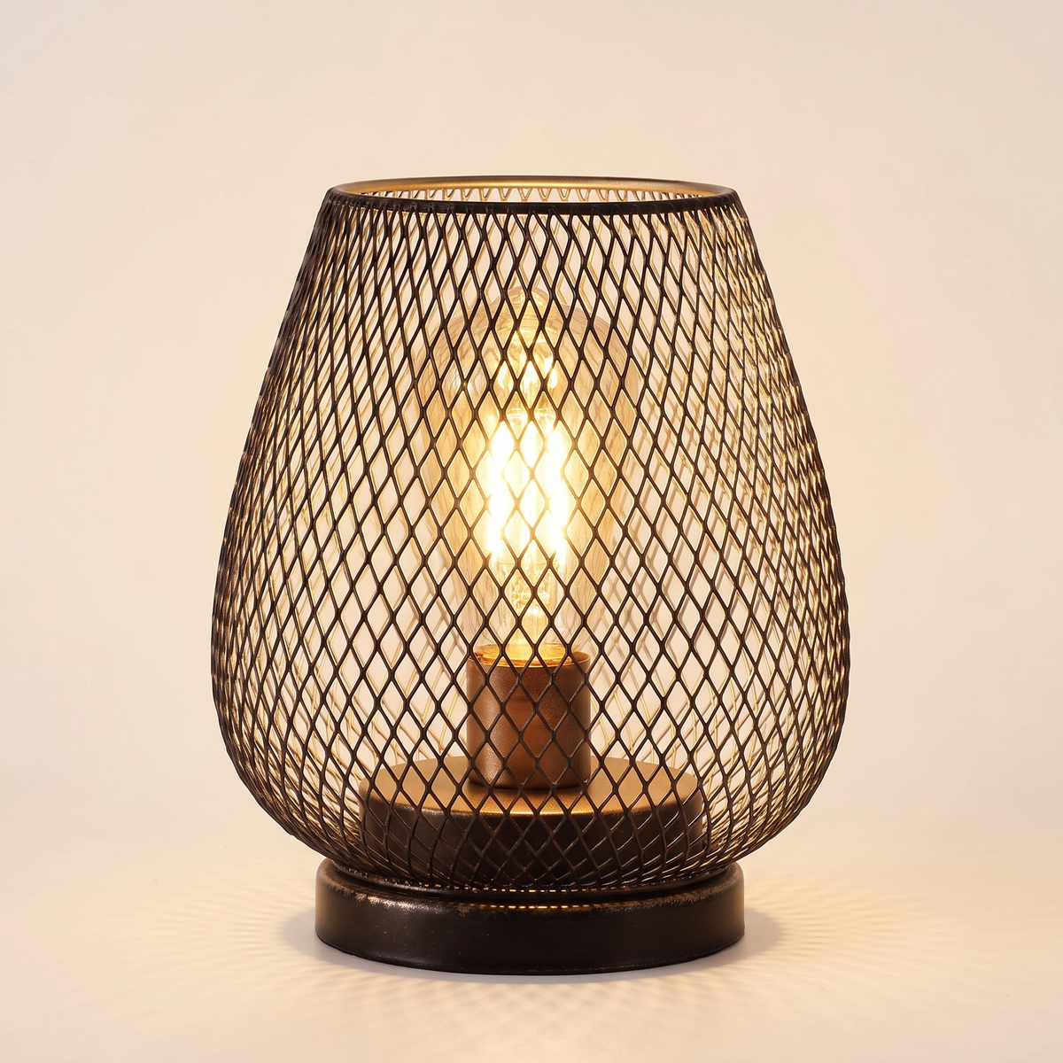 Modern Cordless Iron Mesh Lamp Set of 2 - Portable Lighting Fixtures for Indoor & Outdoor Use