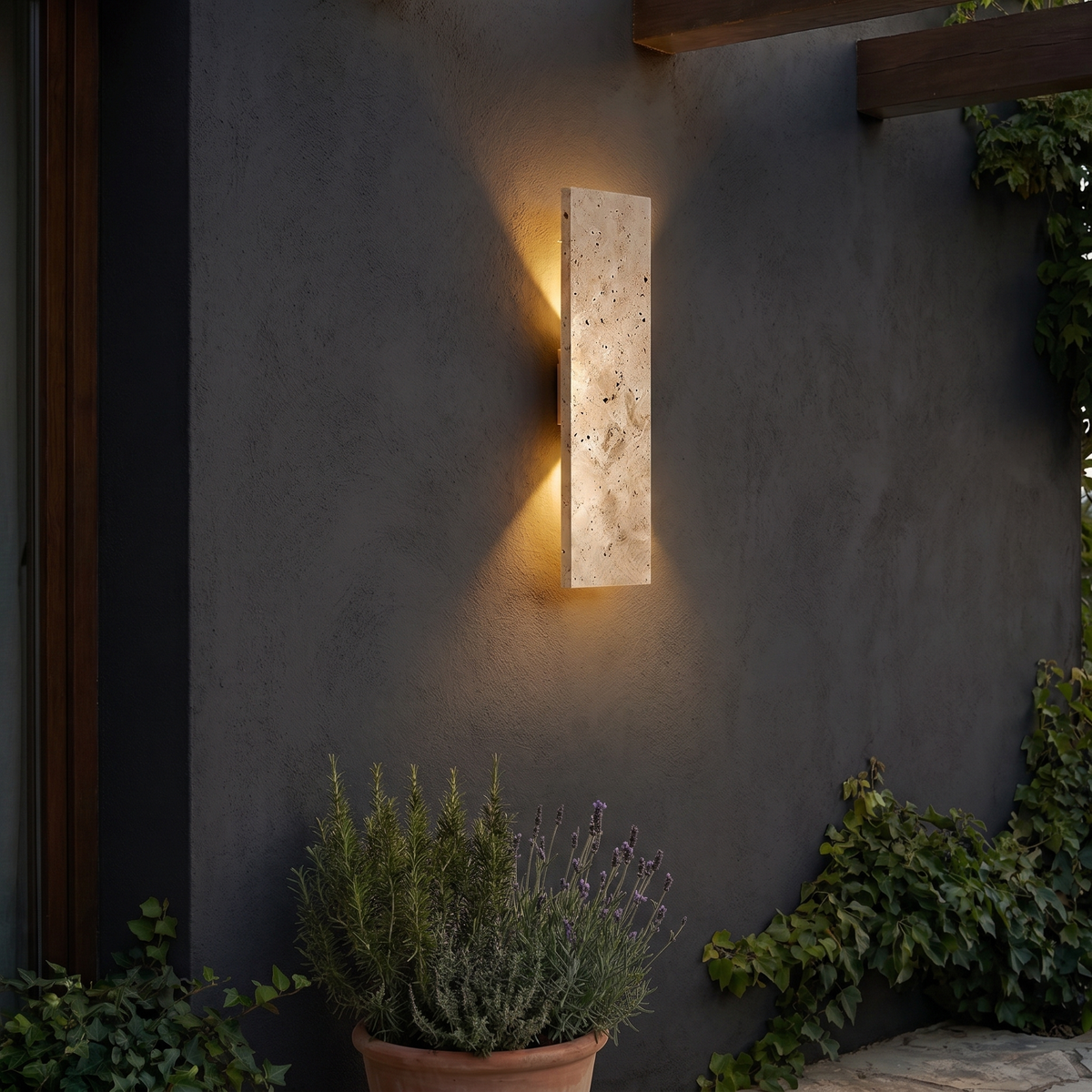 Terra Natural Stone Outdoor Wall Sconce 42cm - lifestyle