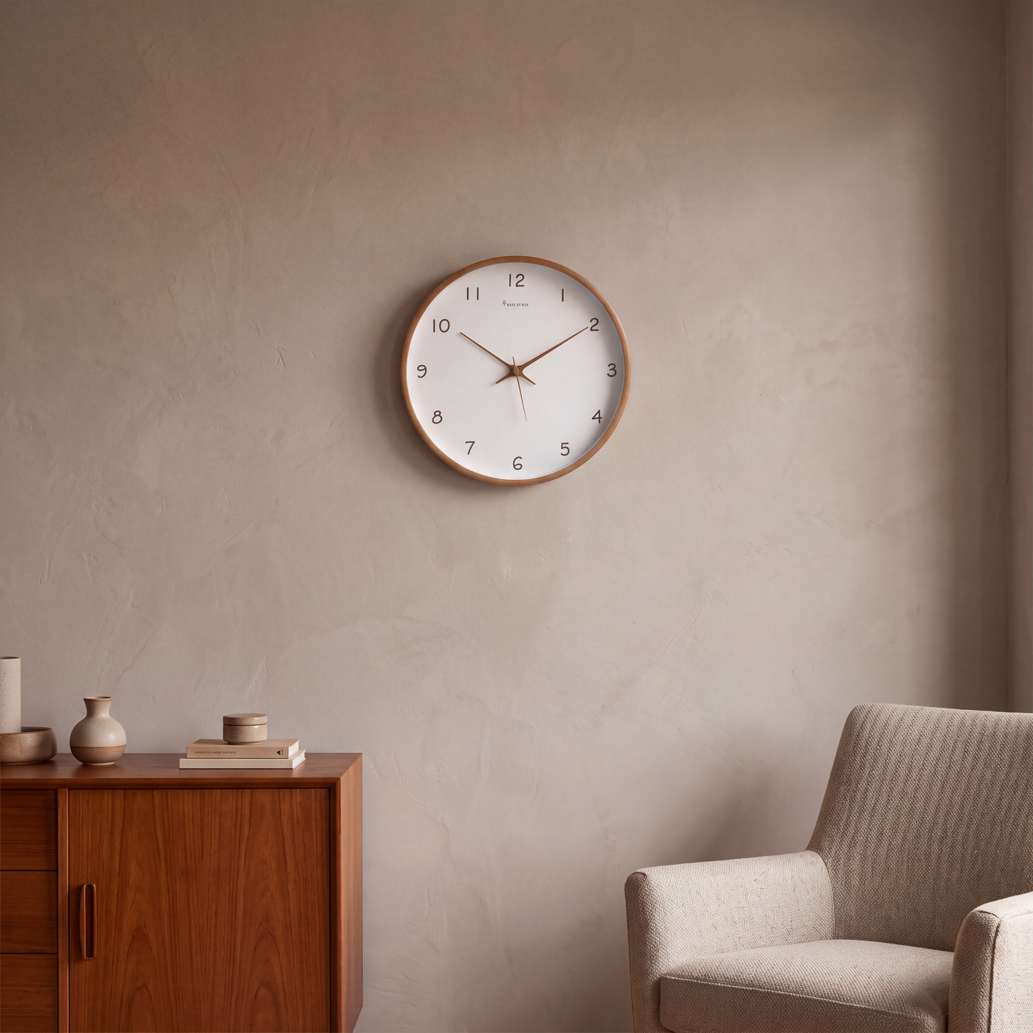 Hush Wooden Silent Wall Clock Brown - lifestyle