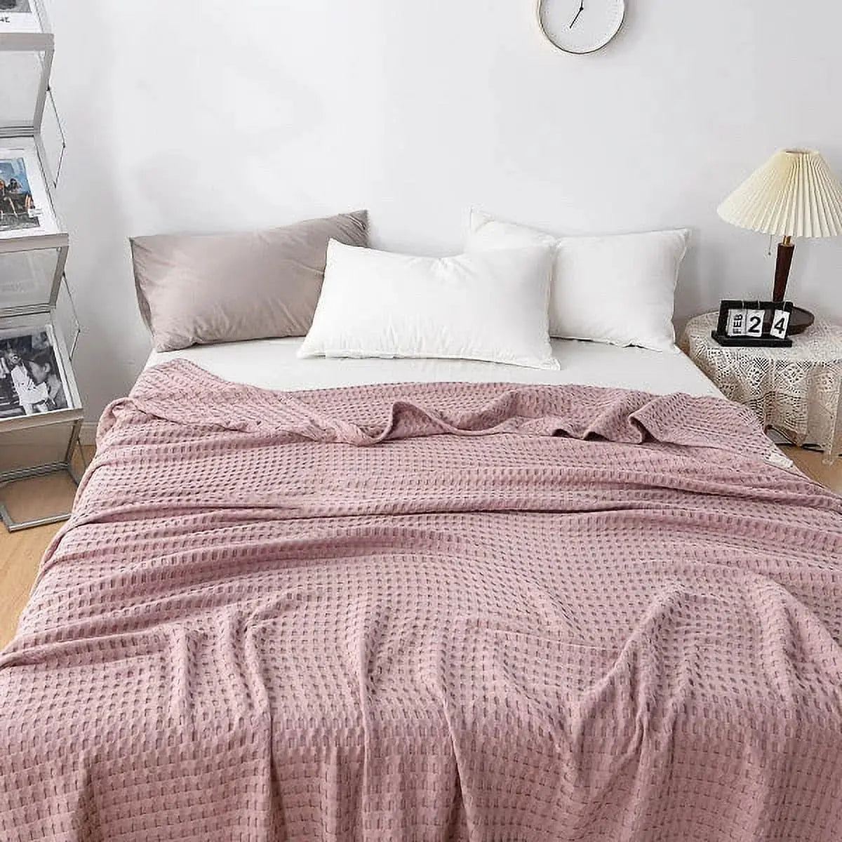 Cotton Waffle Blanket for Summer with Breathable Comfort