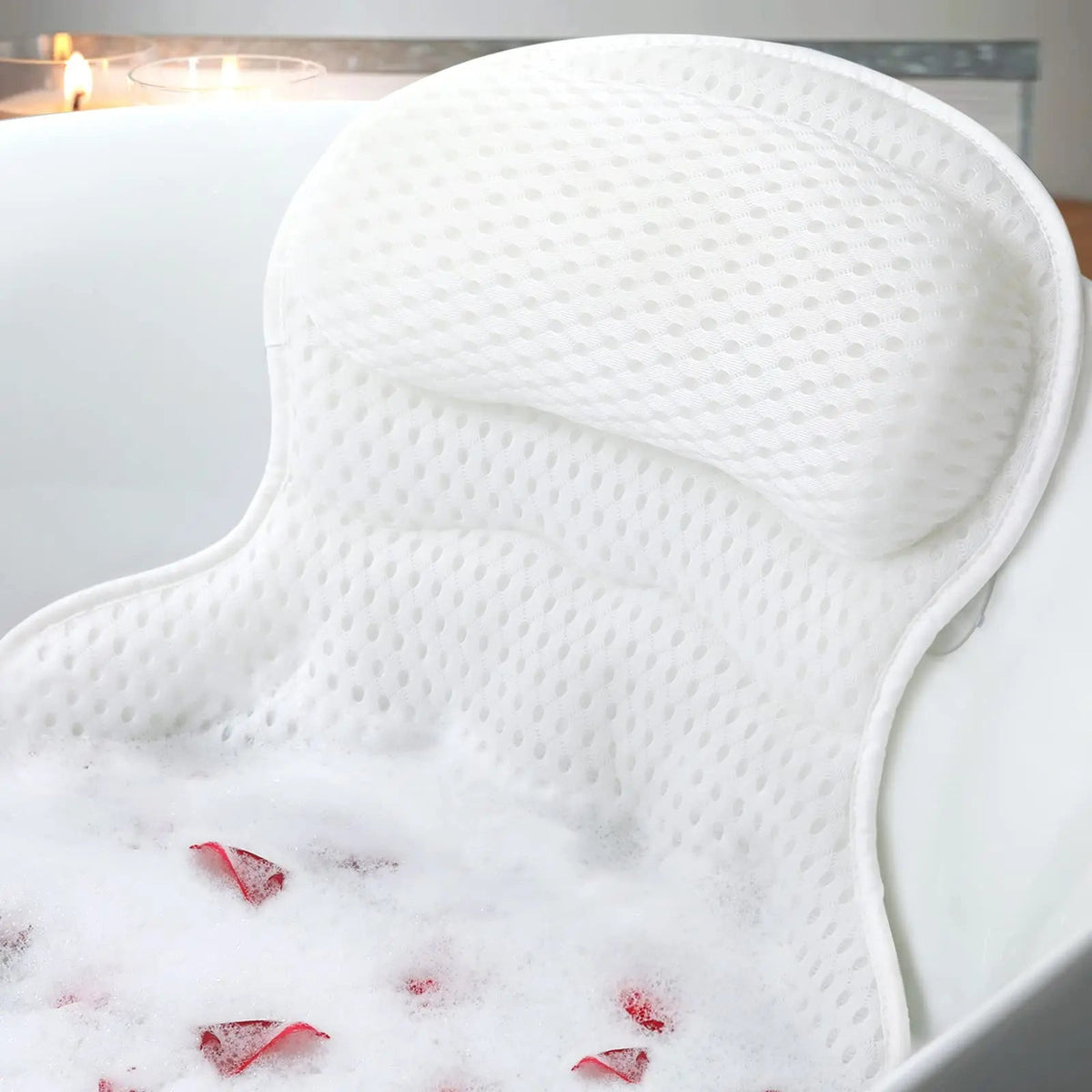 Wave Pattern Bath Pillow for Tubs with Suction Cups