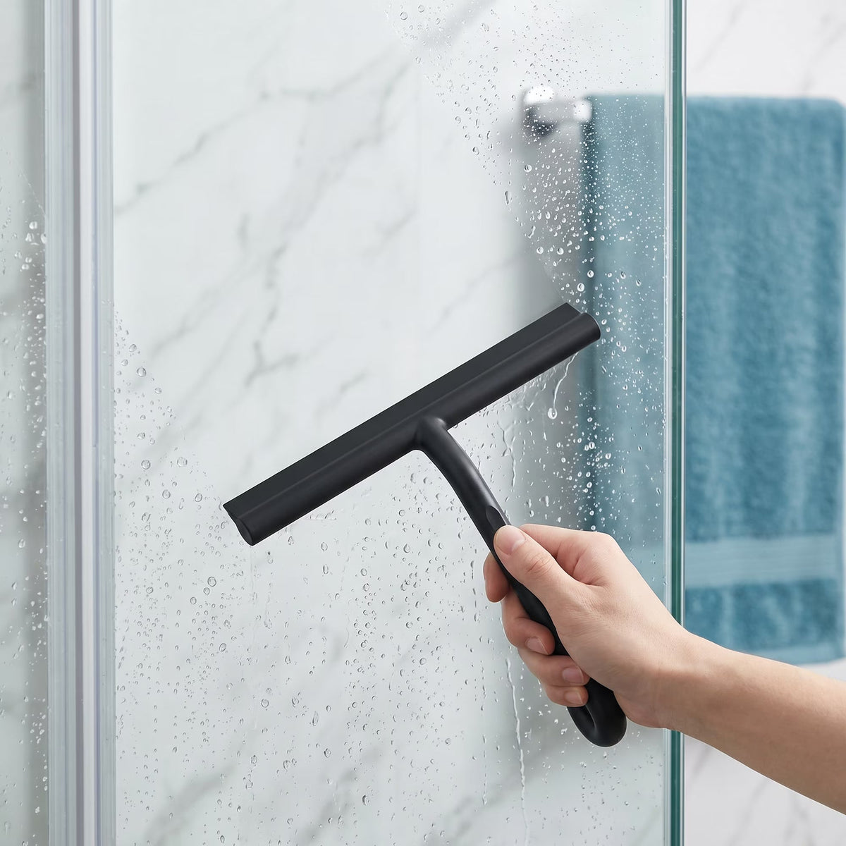 Shower Squeegee for Glass Doors with Silicone Blade