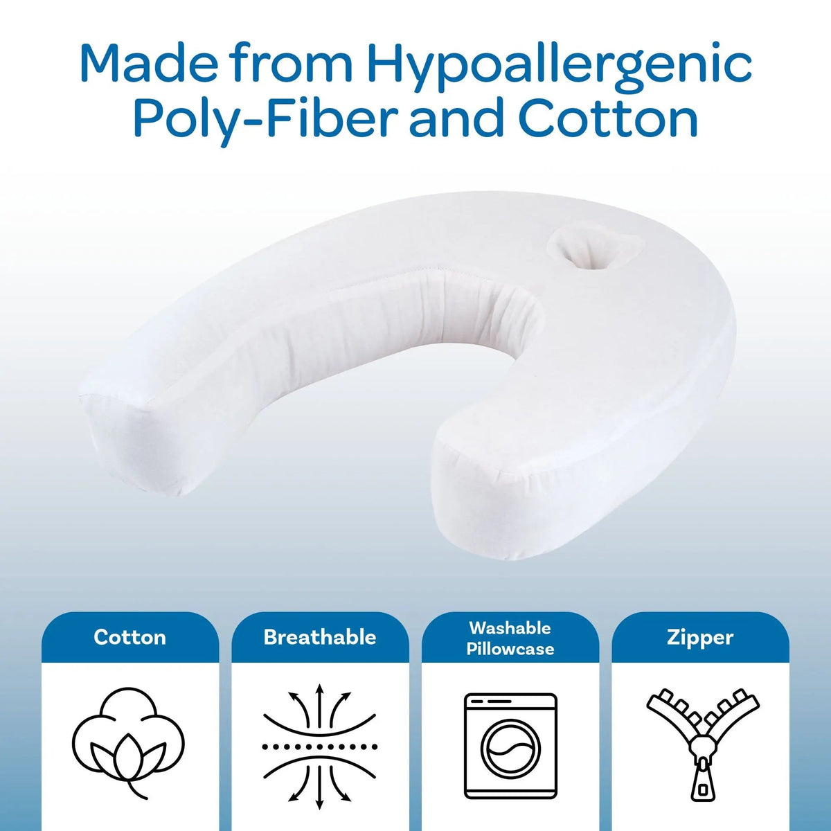 U-Shape Contour Pillow for Side Sleepers with Ear Space